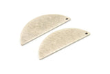 Semi Circle Charm, 4 Textured Antique Silver Plated Brass Half Moon Blanks With 1 Hole (39x15x1mm) D1523