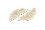 Semi Circle Charm, 4 Textured Antique Silver Plated Brass Half Moon Blanks With 1 Hole (39x15x1mm) D1523