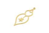 Brass Star Charm, Raw Brass Heart Charms With 1 Loop, Charm Pendants (34x14x0.60mm) SMP1339