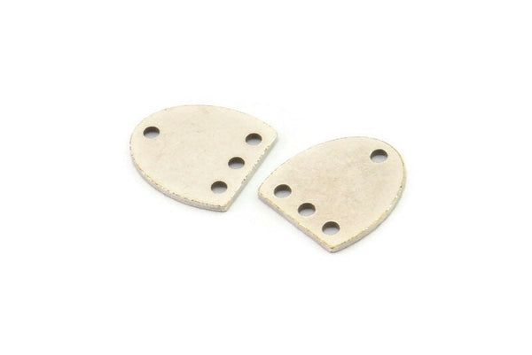 Silver D Shaped Charm, 12 Antique Silver Plated Brass D Shaped Charms With 4 Holes, Connectors, Findings (10x9x0.60mm) A3427