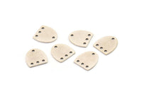 Silver D Shaped Charm, 12 Antique Silver Plated Brass D Shaped Charms With 4 Holes, Connectors, Findings (10x9x0.60mm) A3427