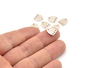 Silver D Shaped Charm, 12 Antique Silver Plated Brass D Shaped Charms With 4 Holes, Connectors, Findings (10x9x0.60mm) A3427
