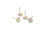 Silver Round Earring, 10 Textured Antique Silver Plated Brass Round Earring Studs (6x0.80mm) M369