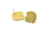 Brass Eye Earring, Raw Brass Eye Stud Earrings - Stone Setting - Pad Size 2mm (19x18x1.5mm) N2517