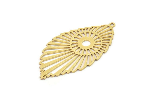 Brass Leaf Charm, Raw Brass Leaf Charms With 1 Loop, Charm Pendants, Charm Earrings (42x22x0.60mm) SMP1281