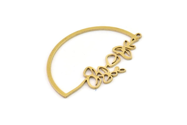 Brass Geometric Charm, Raw Brass Leaf Charms, Brass Earring Charms, Brass Charms for Jewelry Making (42x30x0.80mm) SMP1348