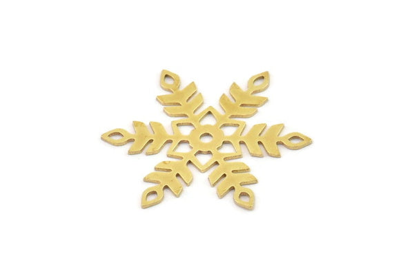 Brass Snowflake Charm, Raw Brass Snowflake Charms, Charm Pendants, Findings (32x0.60mm) SMP1350