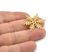 Brass Snowflake Charm, Raw Brass Snowflake Charms, Charm Pendants, Findings (32x0.60mm) SMP1350