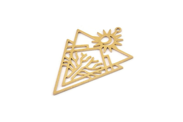 Brass Moon Charm, Raw Brass Sun Charms, Brass Earring Charms, Brass Charms for Jewelry Making (39x25x0.60mm) SMP1323