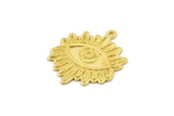 Brass Eye Charm, Hammered Raw Brass Eye Charms With 1 Loop, Eye Pendants (27x23x1.5mm) N2499