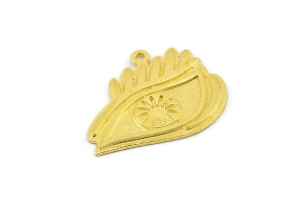 Brass Eye Charm, Hammered Raw Brass Eye Charms With 1 Loop, Eye Pendants (27x23x1.5mm) N2525