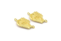 Brass Eye Charm, Hammered Raw Brass Eye Charms With 2 Loops, Eye Connectors, Bracelet Charms (28x14x1.5mm) N2524