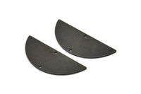 Semi Circle Charm, 4 Oxidized Black Brass Half Moon Charms With 2 Holes, Stamping Blank (39x15x0.90mm) M638 H1060