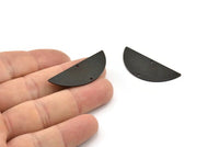 Semi Circle Charm, 4 Oxidized Black Brass Half Moon Charms With 2 Holes, Stamping Blank (39x15x0.90mm) M638 H1060