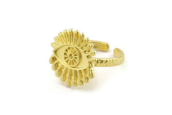 Brass Eye Ring, Raw Brass Eye Rings, Adjustable Rings, Evil Eye Rings - N2509