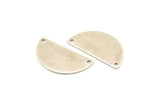 Silver Half Circle, 4 Antique Silver Plated Brass Semi Circle Chevron Pendants With 2 Holes (32x16x0.80mm) A0845