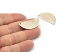 Silver Half Circle, 4 Antique Silver Plated Brass Semi Circle Chevron Pendants With 2 Holes (32x16x0.80mm) A0845