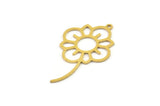 Brass Flower Charm, Raw Brass Flower Charms, Brass Earring Charms, Brass Charms for Jewelry Making (33x20x0.60mm) SMP1388