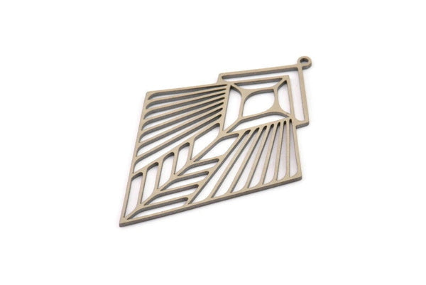 Steel Diamond Charm, Stainless Steel Diamond Shaped Charms With 1 Loop, Pendant Findings (49x34x0.80mm) SMP1392