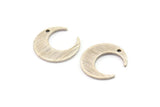 Silver Moon Charm, 8 Textured Antique Silver Plated Brass Crescent Moon Charms With 1 Hole (14x13.5x0.80mm) M01785