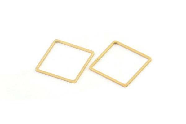 Gold Square Charm, 10 Gold Plated Brass Square Connectors (18mm) Bs-1120