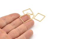 Gold Square Charm, 10 Gold Plated Brass Square Connectors (18mm) Bs-1120
