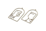 Steel Face Charm, Stainless Steel Man And Woman Face Charms With 1 Loop, Findings (39x24x0.80mm) SMP1320 A3017