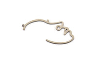 Steel Face Charm, Stainless Steel Face Charms With 1 Loop, Pendants, Earrings, Findings (42x23x0.80mm) SMP1315