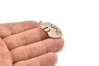 Steel Face Charm, Stainless Steel Face Charms With 1 Loop, Pendants, Earrings, Findings (34x17x0.80mm) SMP1316