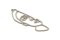Steel Face Charm, Stainless Steel Face Charms With 1 Loop, Pendants, Earrings, Findings (58x17x0.80mm) SMP1313