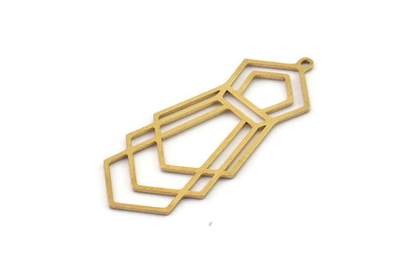 Brass Geometric Charm, Raw Brass Geometric Charms, Brass Earring Charms, Brass Charms for Jewelry Making (43x18x0.80mm) SMP1341