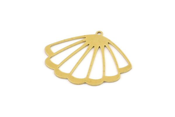 Brass Shell Charm, Raw Brass Sea Shell Shaped Charms With 1 Loop, Earring Findings (33x27x0.60mm) SMP1326