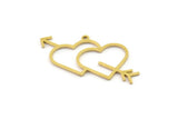 Brass Heart Charm, Raw Brass Arrow Charms With 1 Loop, Findings, Pendants (36x17x0.80mm) SMP1289