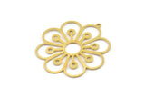 Brass Flower Charm, Raw Brass Flower Charms With 1 Loop, Charm Pendants, Findings (36x32x0.60mm) SMP1300