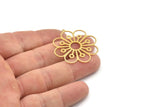 Brass Flower Charm, Raw Brass Flower Charms With 1 Loop, Charm Pendants, Findings (36x32x0.60mm) SMP1300