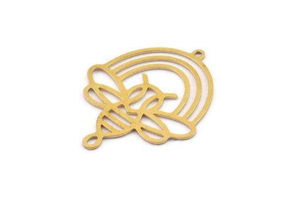 Brass Bee Charm, Raw Brass Bee Charms, Brass Earring Charms, Brass Charms for Jewelry Making (36x26x0.60mm) SMP1363