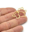 Brass Flower Charm, Raw Brass Flower Charms With 1 Loop, Charm Pendants, Findings (34x27x0.60mm) SMP1310