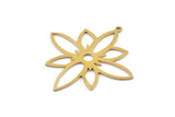 Brass Flower Charm, Raw Brass Flower Charms With 1 Loop, Charm Pendants, Findings (40x0.80mm) SMP1293