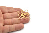Brass Flower Charm, Raw Brass Flower Charms With 1 Loop, Charm Pendants, Findings (40x0.80mm) SMP1293