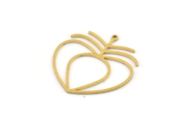 Brass Apple Charm, Raw Brass Apple Charms With 1 Loop, Charm Pendants, Findings (29x0.80mm) SMP1346