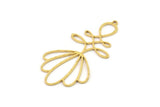 Brass Flower Charm, Raw Brass Flower Charms With 1 Loop, Charm Pendants, Findings (45x24x0.80mm) SMP1333