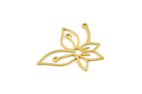 Brass Flower Charm, Raw Brass Flower Charms, Brass Earring Charms, Brass Charms for Jewelry Making (30x27x0.60mm) SMP1385