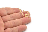 Brass Star Charm, Raw Brass Heart Charms With 1 Loop, Charm Pendants (34x14x0.60mm) SMP1339