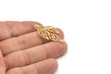 Brass Leaf Charm, Raw Brass Leaf Charms, Brass Earring Charms, Brass Charms for Jewelry Making (37x17x0.60mm) SMP1296