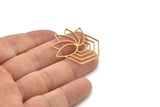 Brass Flower Charm, Raw Brass Flower Charms With 1 Loop, Charm Pendants, Findings (38x33x0.80mm) SMP1285