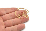 Brass Flower Charm, Raw Brass Flower Charms With 1 Loop, Charm Pendants, Findings (38x35x0.80mm) SMP1301