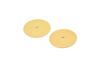 Gold Round Connector, 6 Gold Plated Brass Round Discs, Middle Hole Connectors, Bead Caps, Findings (16mm) Brs 66 A0445