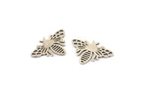 Silver Bee Charm, 12 Antique Silver Plated Brass Bee Charms, Findings (18x13x0.30mm) F102