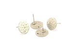 Silver Round Earring, 6 Hammered Antique Silver Plated Brass Round Stud Earrings With 1 Hole, Findings (12x0.80mm) M01519 A2423 SY0160