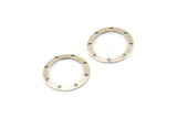 Silver Circle Charm, 24 Antique Silver Plated Brass Holes Circle, Round Connectors, Charms, Pendant,findings (17mm) Brs 531 A0194